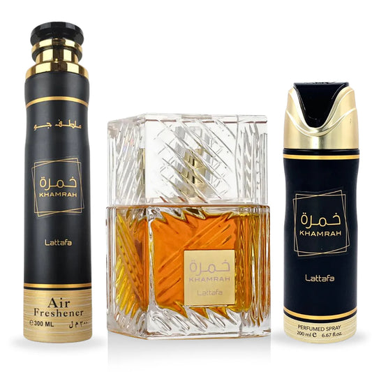 Pack KHAMRAH Perfume + ambientador + perfume spray